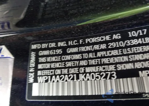 2018 Porsche Cayenne Platinum Edition из США, поврежденный, VIN WP1AA2A21JKA05273